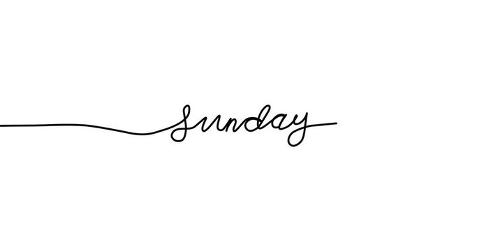 Sunday, day of the week in a continuous line, on a white background
