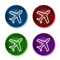 Plane icon shiny round buttons set illustration