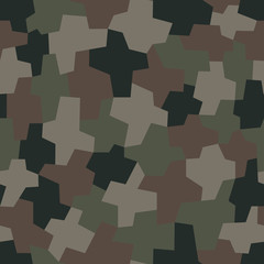 Seamless geometric camouflage pattern. Khaki texture, vector illustration. Camo print background. Abstract military style backdrop