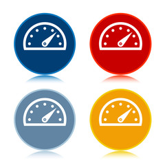 Speedometer gauge icon trendy flat round buttons set illustration design