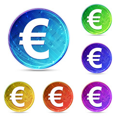 Euro sign icon digital abstract round buttons set illustration