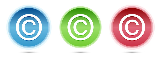 Copyright symbol icon glass round buttons set illustration