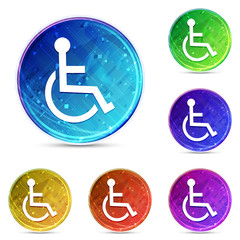 Wheelchair handicap icon digital abstract round buttons set illustration