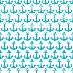 Fototapeta na wymiar Seamless pattern with sea anchor in flat vector. Fun, kids background for textile, fabric, wrapping