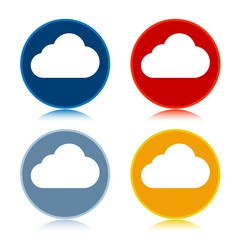 Cloud icon trendy flat round buttons set illustration design