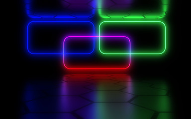 3D abstract background with neon light. 3d illustration