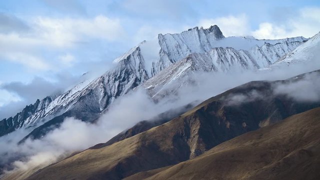 Aerial view of snow-capped mountain in Ladakh