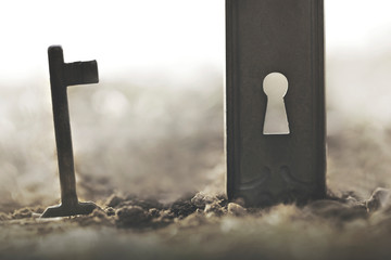 key and lock; conceptual photo of solution and problem solving