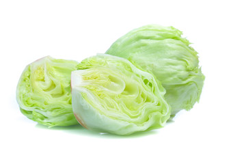 Obraz premium Green Iceberg lettuce isolated on White Background