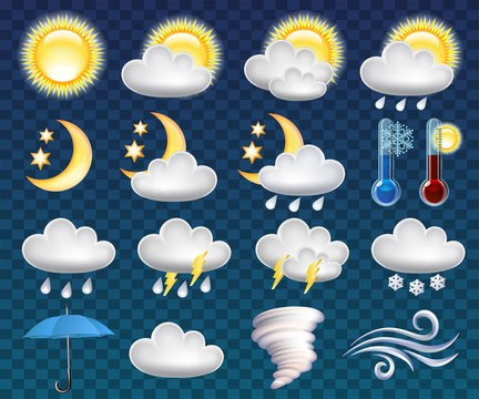 Set of different weather icons vector illustration