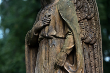 Sculpture of Angel at a Prague cemetery. Czech Republic. Sculpture elements.