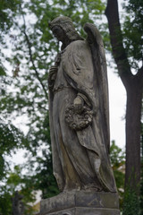 Sculpture of Angel at a Prague cemetery. Czech Republic. Sculpture elements.