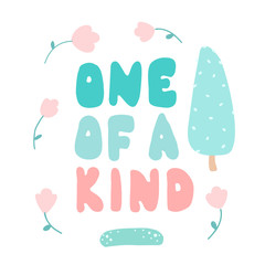 Gentle lettering One of a kind round letter, flat style, pastel colors.
