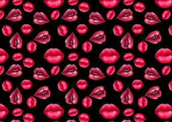 pattern with hand-drawn lips