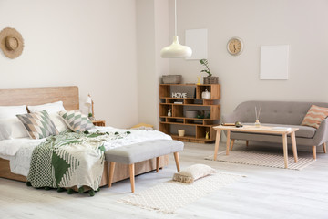 Stylish interior of comfortable bedroom