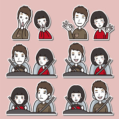 カップルの表情のイラスト