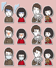 カップルの表情のイラスト