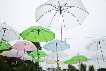 Colorful umbrellas background. Colorful umbrellas in the sky