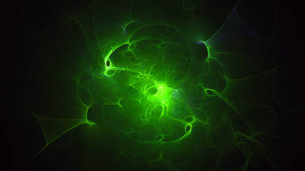 3D rendering abstract green fractal light background