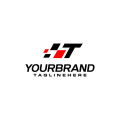 Auto speed letter T with race element logo template vector