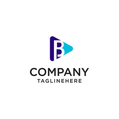 Play Media letter B logo design concept template