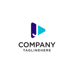 Play Media letter J logo design concept template