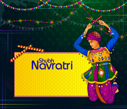 People performing Garba dance in Dandiya Raas for Dussehra or Navratri in vector