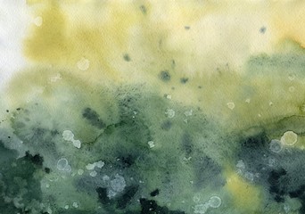 yellow green stains and spots, watercolor background,