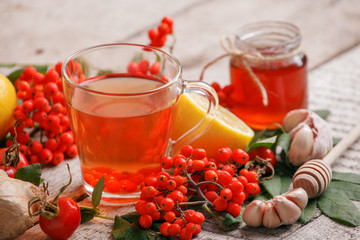 Winter healthy tea for immunity boosting and treatment of colds, seasonal fall autumn beverage, alternative meidicine remedy treatment, cold flu prevention