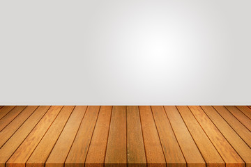 Wood floor and white wall, empty room for background. Big empty room in grange style with wooden floor