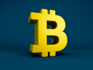 gold bitcoin symbol, 3d rendering