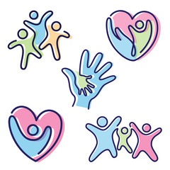 Set of colorful pictogram icon vector people on the white background