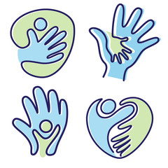 Set of pictogram icon vector people hand icon symbol with bold outline