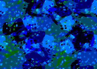 dark blue seamless pattern with spots, blots and dots