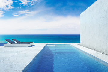 Fototapeta na wymiar luxury modern backyard with a swimming pool, 3d rendering