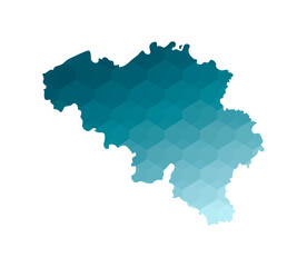Vector isolated illustration icon with simplified blue silhouette of Belgium map. Polygonal geometric style. White background