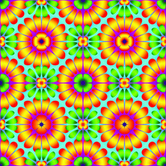 Seamless endless vector repeating multicolored bright ornament of different colors