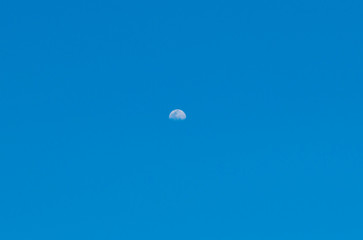 The moon on the blue sky