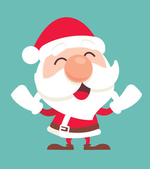 Merry Christmas. Cartoon cute Santa Claus Christmas character. - Flat Vector mascot