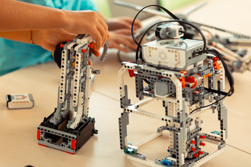 Pupils making robots during their science lesson.