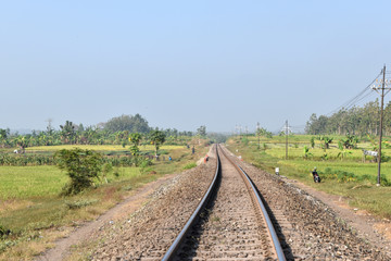 Fototapeta na wymiar railway in the countryside in indonesia, south east asia