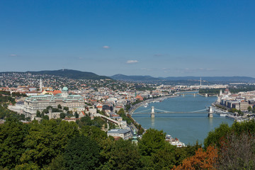 Fototapeta na wymiar trip and walk the streets in Budapest, Hungary, in the summer.panorama of ancient Budashet top view.Travel to Budapest, Hungary.