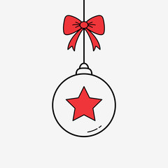 Hanging Christmas ball with star icon. Xmas decoration. Vector