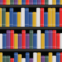 Vector illustration of books on bookshelf 
