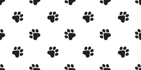 Naklejka na ściany i meble dog paw seamless pattern footprint vector french bulldog cartoon scarf isolated repeat wallpaper tile background illustration doodle design