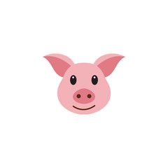 Pig head / face or pork bacon flat vector color icon for animal apps