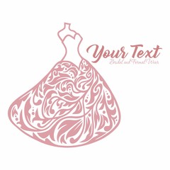 Bridal Wedding Gown Dress Boutique Logo Design Vector Illustration