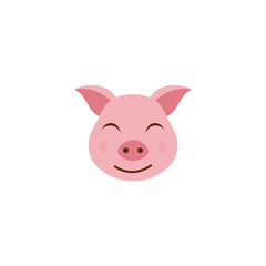 Pig head / face or pork bacon flat vector color icon for animal apps