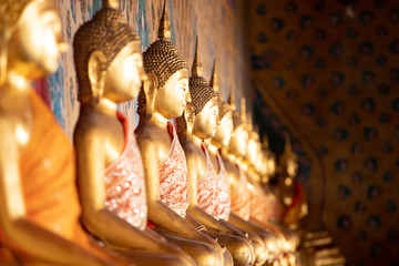 Ancient Buddha's statue at Wat Pho Temple, Bangkok, Thailand.