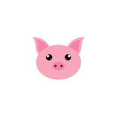 Pig head / face or pork bacon flat vector color icon for animal apps